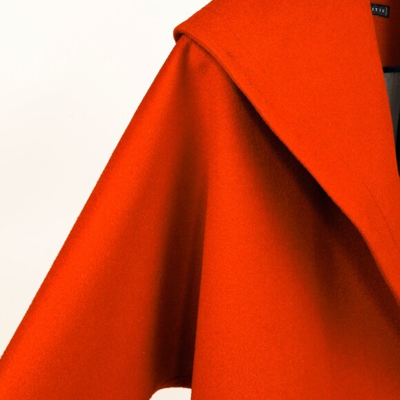 Tavan & Mitto Red Wool Shawl Collar Kimono-Sleeve Midi Coat - Picture 5 of 9